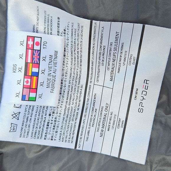 Kids XL plaid Hooded Down SPYDER jacket - Picture 4 of 10